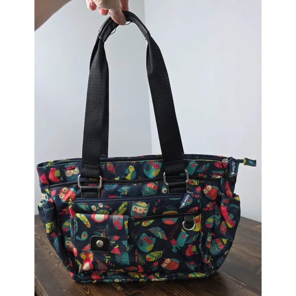Lily Bloom Shoulder Bag Purse Owls Birds Colorful‎ Multicolor Satchel Handbag